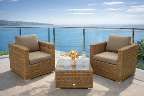 Zestaw rattanowy MALIBU dla 2 osób (beżowo-brązowy)