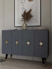 Komoda – 120 cm x 80 cm x 29,6 cm – Złoto i antracyt – Płyta wiórowa pokryta melaminą