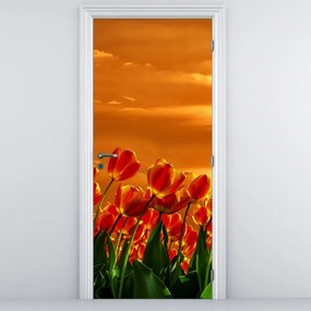 Fototapeta na drzwi - Kwitnąca lina z tulipanami (95x205cm)