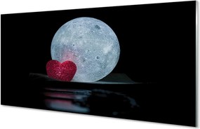 Szklany Panel Księżyc w Kształcie Serca
