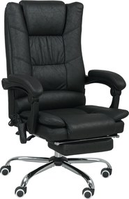Vinsetto Fotel biurowy z funkcją masażu, z podnóżkiem, regulowany, 64 cm x 70 cm x 118 cm, Czarny
