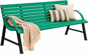 Zielona ławka ogrodowa z oparciem 130 cm M1-E34
