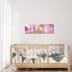 Obraz - Różwa abstrakcja (z zegarem) (90x30 cm)