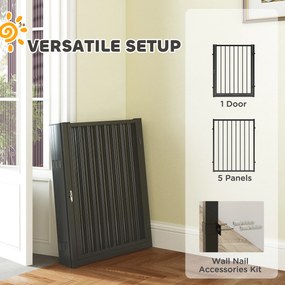 PawHut Wybieg dla Szczeniąt, Wybieg dla Psów, Wybieg dla Szczeniaków, 6 Paneli z Drzwiami, Składany i Przenośny Płotek dla Psów, Stal, Czarny