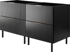 Szafka pod umywalkę, Czarny + złoty uchwyt, 120 x 77 x 46 cm, nogi czarne, bez blatu