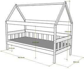Łóżko domek do pokoju dziecięcego, sosna - Dada 3X 160x80 cm