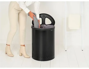 Metalowy kosz na pranie w kolorze matowej czerni 55 l Selector – Brabantia