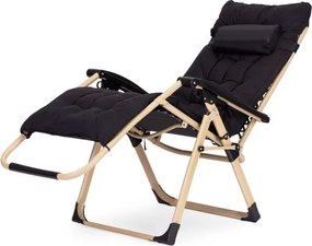 Regulowany leżak ogrodowy, składany, z poduszką Corsica 009, czarny/złoty