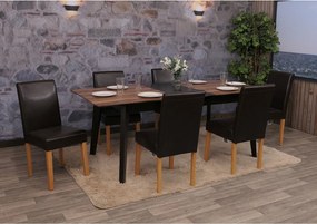 Zestaw 6 krzeseł do jadalni Littau ze sztucznej skóry,  imitacja skóry, brązowy, jasne nogi