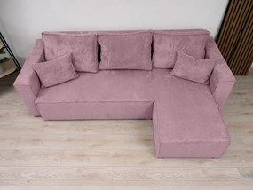 Jasnofioletowa narożna sofa SMART COSARO, dwustronna + 2 poduszki GRATIS