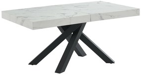 Stół do jadalni rozkładany dla 6 do 10 osób z MDF i metalu - Imitacja marmuru biały i czarny - CATONAV