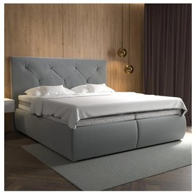 Łóżko kontynentalne z materacem i topperem ELEN 180x200 cm, szare