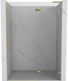 Mexen Lunar L drzwi prysznicowe uchylne prawe 130 cm, transparent, złote - 834L-130-000-50-00-P