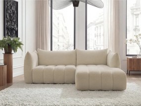 Beżowy narożnik z materiału bouclé (prawostronny/z szezlongiem) Azra – Bobochic Paris