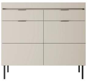 Komoda dwudrzwiowa Sentia 105 z dwoma szufladami - kaszmir / czarny