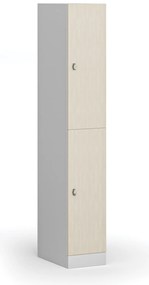 Szafka skrytkowa, 2 schowki, 1850 x 300 x 500 mm, demontaż, zamek obrotowy, drzwi laminowane, brzoza