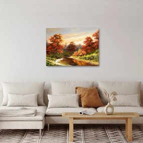 Obraz rzeki w jesiennym krajobrazie, obraz olejny (70x50 cm)