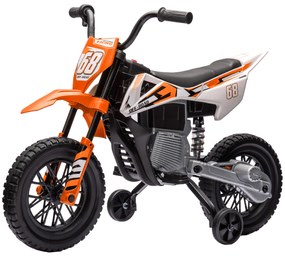 AIYAPLAY Elektryczny motocykl dla dzieci z manualną kontrolą gazu, kołami treningowymi, muzyką, Pomarańczowy