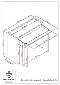 Biurko 36x110 cm Mel – Woodman