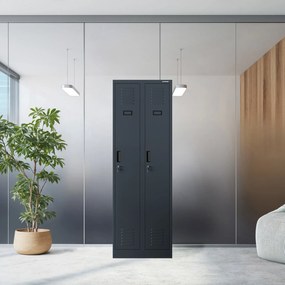 Szafka pracownicza metalowa antracytowa: czterokomorowa KACPER II, 600 x 1800 x 500 mm