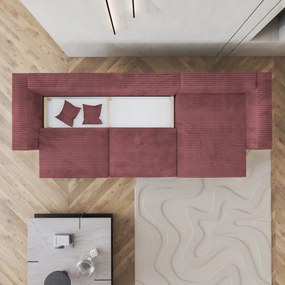 Masseno Narożnik TOLMO z funkcją spania i pojemnikiem na pościel Narozniki L, Rozkładana sofa - Pudrowy róż, TILIA 62