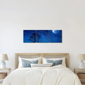 Obraz wilka wyjącego do księżyca (z zegarem) (90x30 cm)