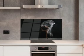 Panel szklany do Kuchni Kobieta w Oparach Dymu