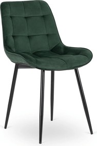 Zestaw Stół Okrągły Rozkładany HARRY 102-142 cm Dąb Craft/Czarny i 4 Krzesła Tapicerowane CHRIS Zielone Nowoczesne