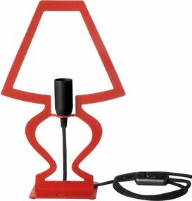 Lampa stołowa Silhouette Ø22x33 cm z czerwonego perforowanego żelaza, nowoczesny design dekoracyjny, gniazdo E14, made in Italy