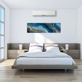 Obraz - Niebieska marmurowa abstrakcja (170x50 cm)
