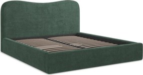 Zielone tapicerowane łóżko dwuosobowe ze schowkiem ze stelażem 180x200 cm Kahai – Makamii
