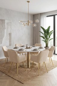 Zestaw 2 beżowych krzeseł pikowanych glamour - Cormelis 5X