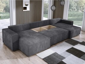 Narożnik POSO XL wolnostojący układ U z funkcją spania w tkaninie Poso 34 DomoHome