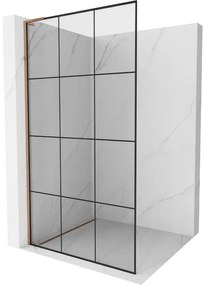 Mexen Kioto L ścianka prysznicowa Walk-in 100 x 200 cm, czarna kratka, różowe złoto - 800-100-103-60-77