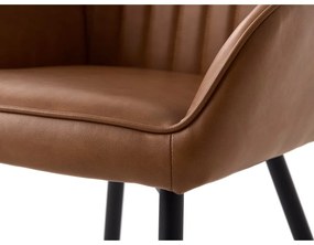 Brązowe krzesła z imitacji skóry z podłokietnikami zestaw 2 szt. Nolan Stripe – Unique Furniture