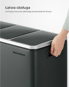 Kosz do segregacji odpadów SORT 54 l (3×18 l), antracyt/srebrny SongmicsHome