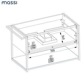 Szafka łazienkowa wisząca zielona loftowa 80 x 45 cm z umywalką z otworem VALO