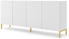 Długa komoda 200 cm biały mat + złote nóżki - Resa 4X