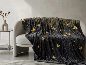 Koc z mikropluszu VISATA, czarna Rozmiar: 160 x 200 cm