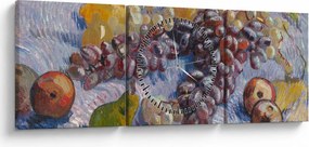 Obraz - Vincent van Gogh, Grapes, Lemons, Pears, and Apples, reprodukcje (z zegarem) (90x30 cm)