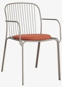 Zestaw 4 Krzeseł Ogrodowych Z Podłokietnikami Ze Stali Anerina Moka Brown & Terracota - Sklum