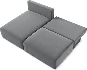 Szary aksamitny rozkładany/ze schowkiem narożnik (lewostronny/z szezlongiem) Kalena – Makamii