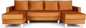 Elegancki narożnik Lux U gładki z funkcją spania, pojemnikami i możliwością personalizacji