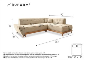 Jasnoniebieski rozkładany narożnik Miuform Dazzling Daisy L, prawostronny