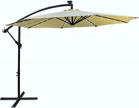 Parasol ogrodowy MILIN beżowy z oświetleniem LED waga 12,7 kg wymiary 300x300x245 cm