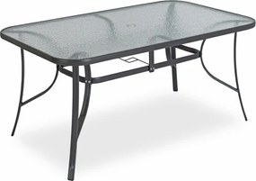 Zestaw Mebli Ogrodowych NEBRASKA Szary 6 Krzeseł Stół Tarasowy Parasol Nowoczesny