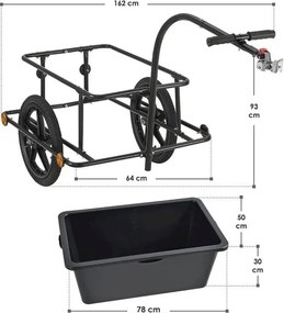 Wózek transportowy rowerowy 90 l, stalowy, plandeka, 80 kg