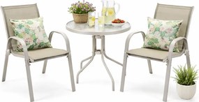 Beżowy zestaw ogrodowy 2 fotele i stolik A3-R75