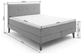 Jasnoszare łóżko boxspring 160x200 cm Stockholm – Meise Möbel