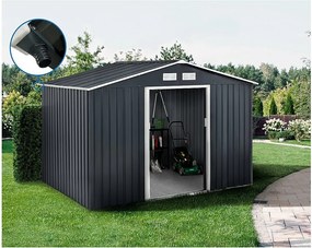 Metalowa szopa ogrodowa - "Vegas" - 7,06 m² z rynną - Szara